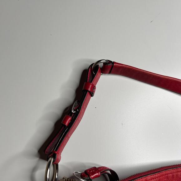 Coach Red Leather Hobo Shoulder Bag Purse Handbag Pink Lining #H0949-12834 - Picture 8 of 12